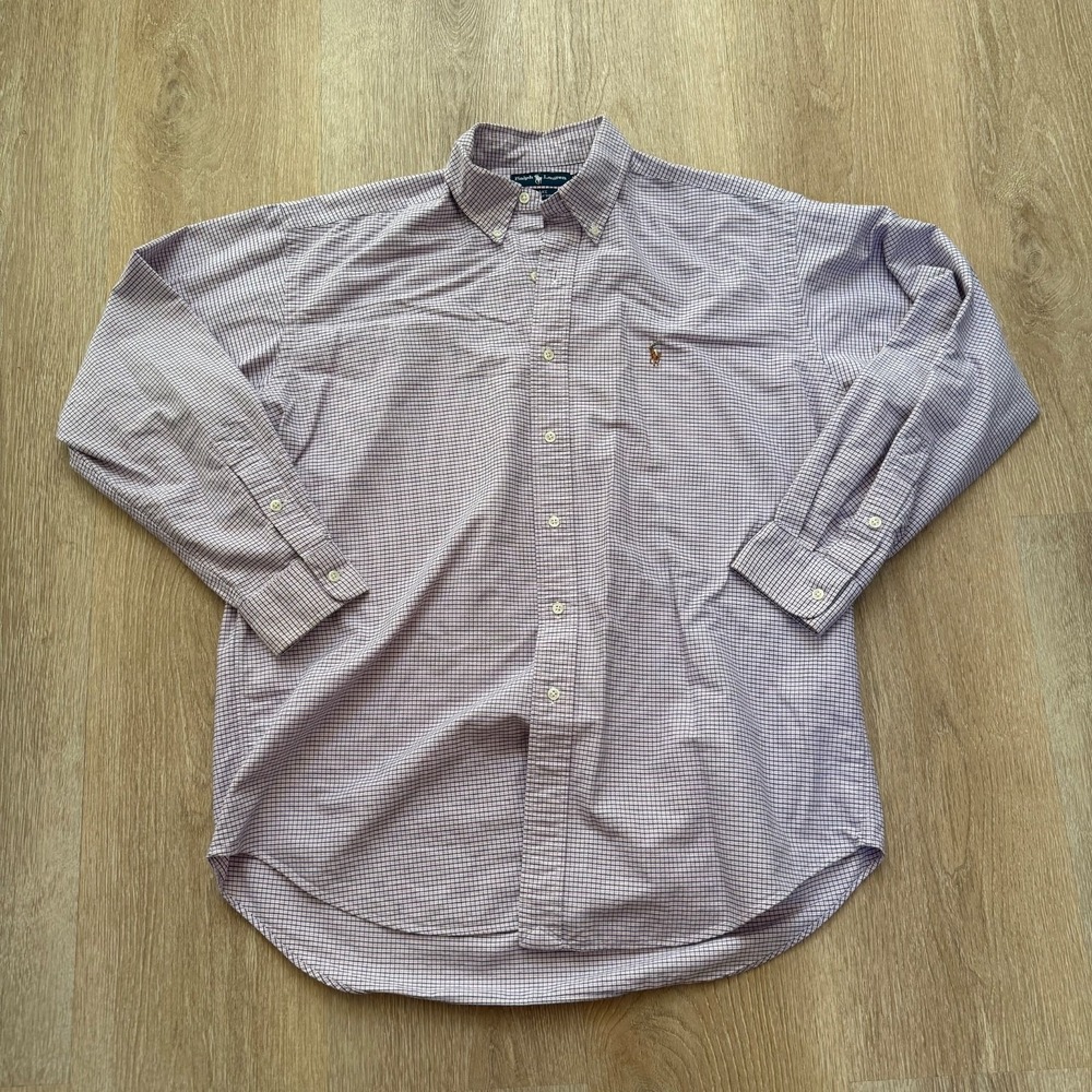 VTG Ralph Lauren Blake Button Down Oxford Twill Shirt Men's L Pink/Blue